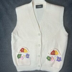 Cider Cardigan Knit Vest with 3D Floral Accents Cottagecore Coquette Rimantic